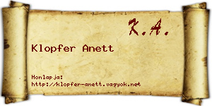 Klopfer Anett névjegykártya